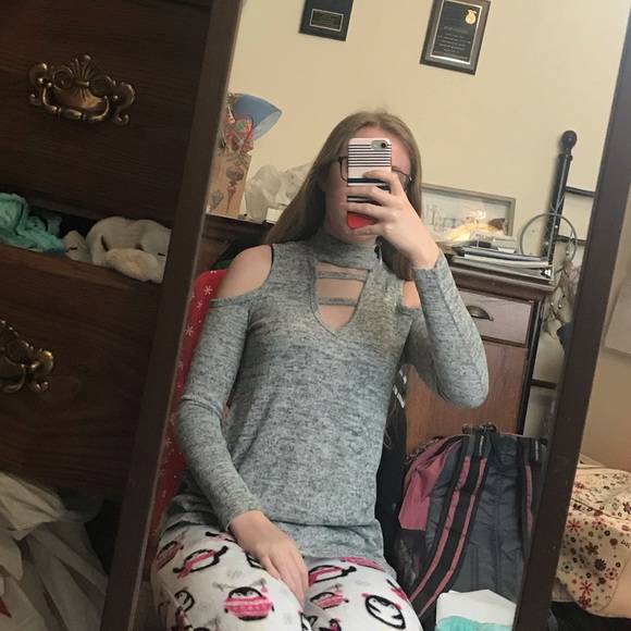 Tops | Grey Shirt With Boob Window 